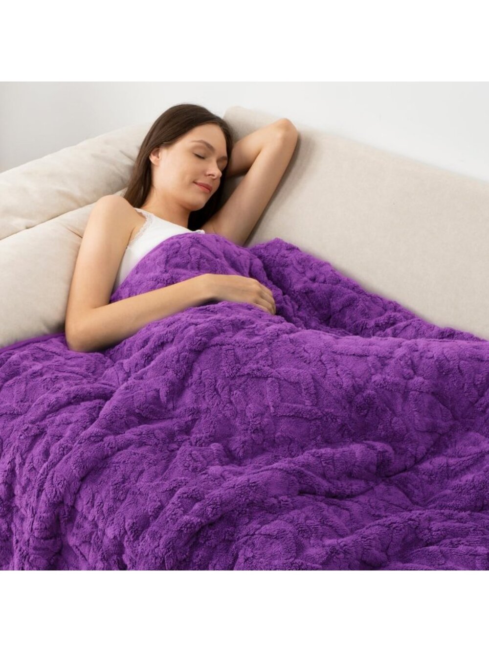 Cozy 15lbs Queen Weighted Blanket 60" x 80" - Dark Purple for Stress Relief